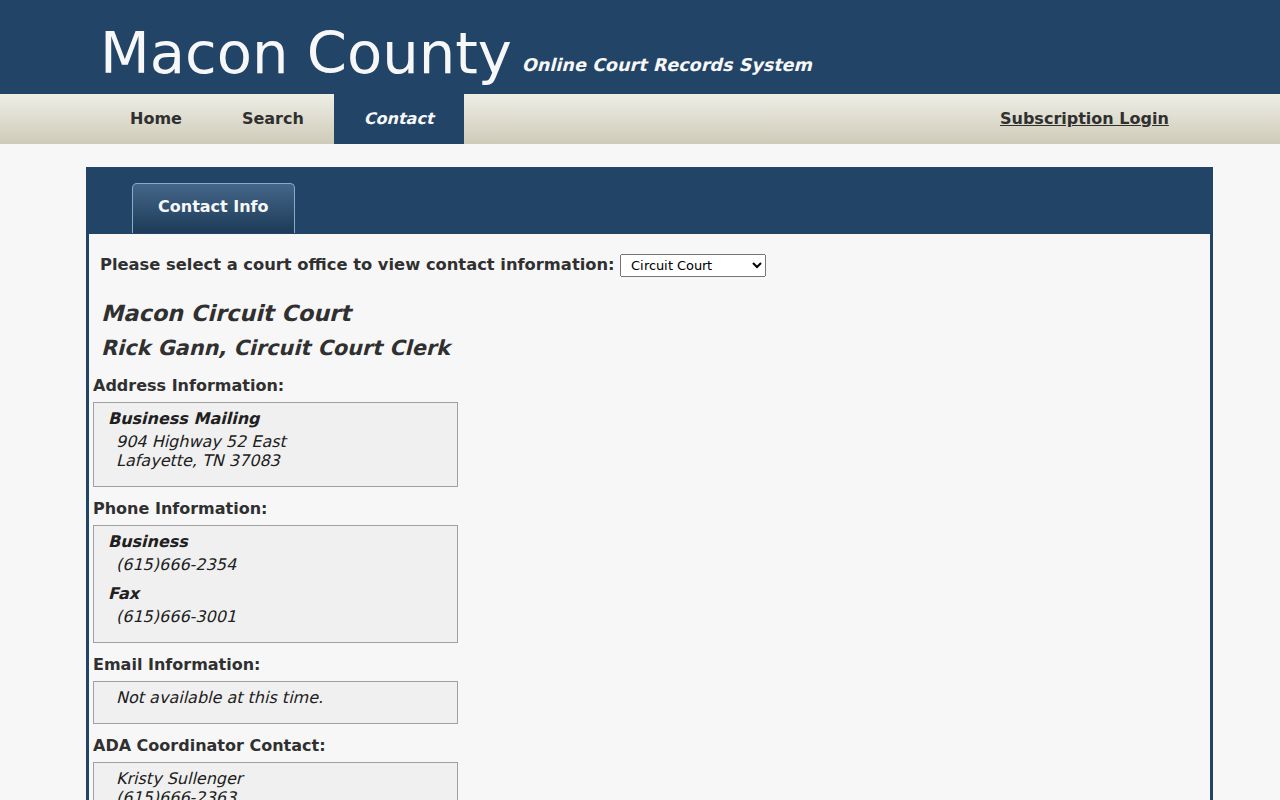 Macon County docket search court office contact selector