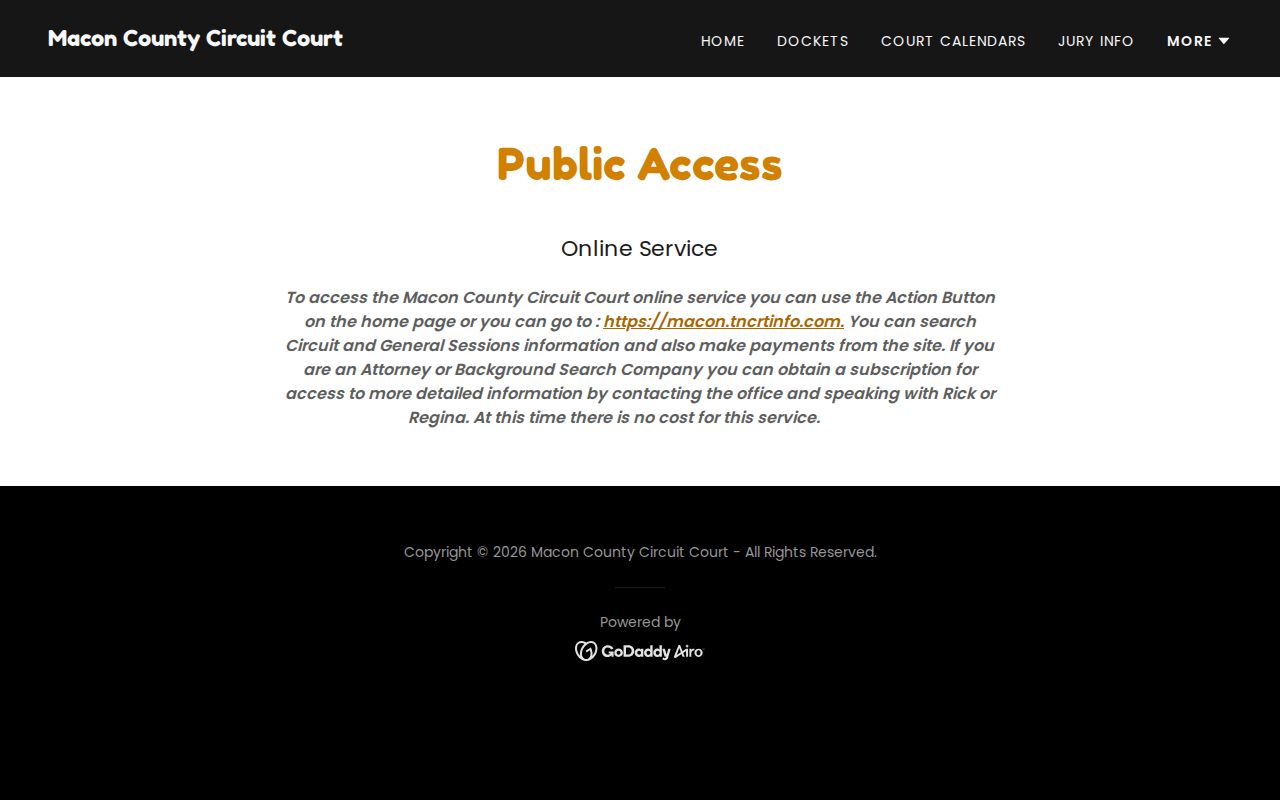Macon County court docket public search and payment access