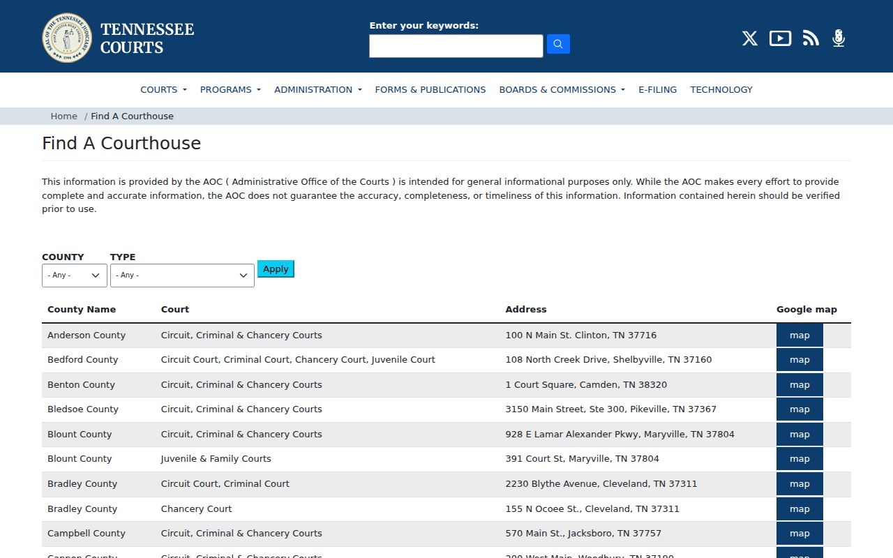 Macon County court docket courthouse location and court dates